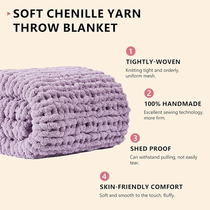L'AGRATY Chunky Knit Throw Blanket - Image 2
