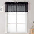 Black Sheer Valances for Windows 18 Inch Length 2 Pcs, Cafe Kitchen Curtains by Lecloud
