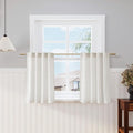Cream Linen Cafe Curtains 30 Inch Length Privacy Light Filtering Semi Sheer by Nanspring