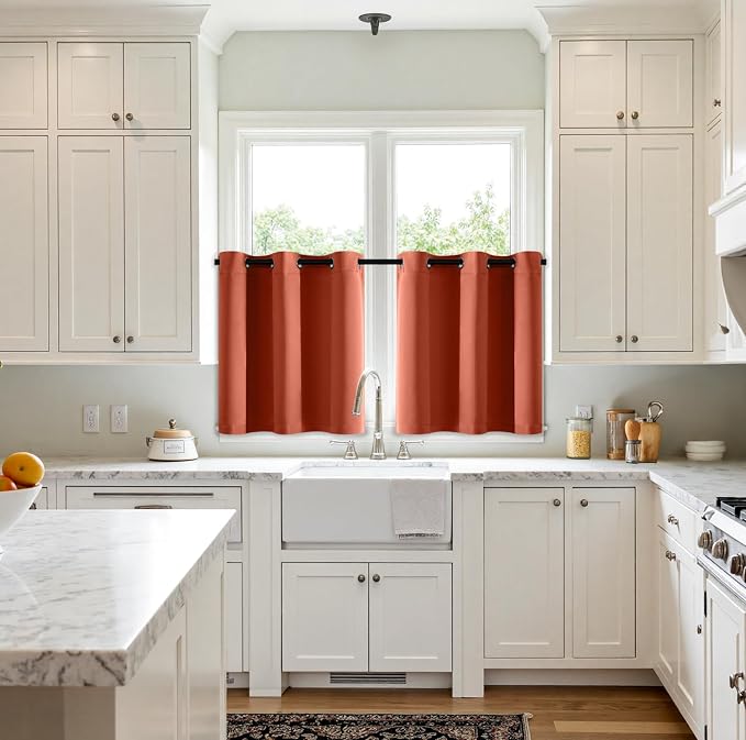 MIULEE Fall Blackout Curtains for Bedroom 2 Panel 40"x36" Long Burnt Orange | - Image 2