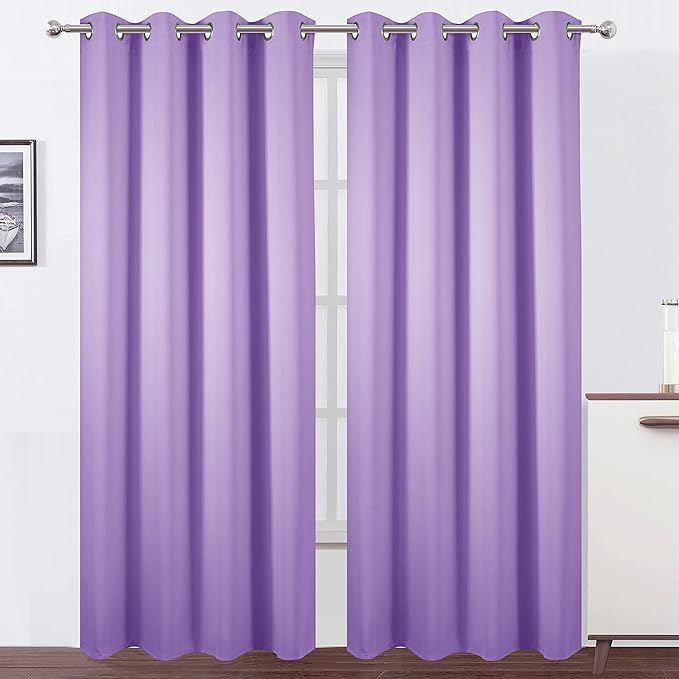 Blackout Curtains 66 x 84 inch/Lavender Curtains Set of 2 Panels/Thermal by Lemomo