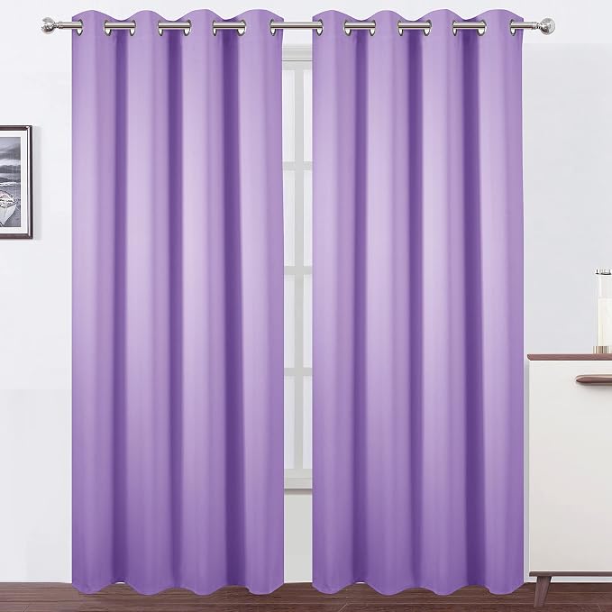 Blackout Curtains 66 x 95 inch/Lavender Curtains Set of 2 Panels/Thermal by Lemomo