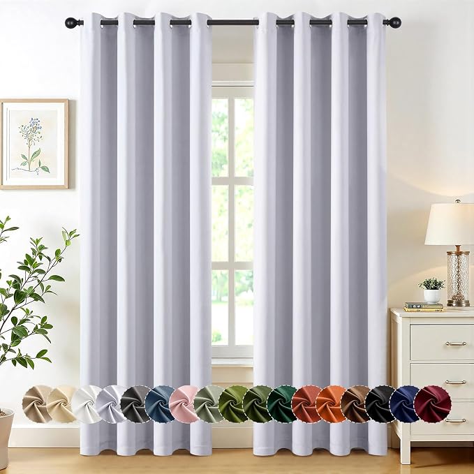 MIULEE Blackout Curtains for Bedroom 2 Panels 50x84 Inch Long Greyish White | by MIULEE