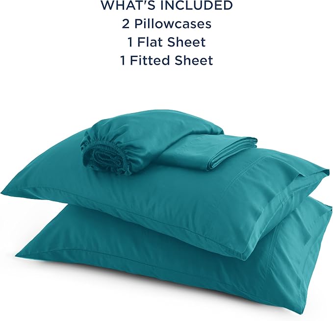Bedsure King Size Sheets Set, Cooling Sheets for Hot Sleepers, Rayon Derived from Bamboo, Breathable & Soft, Deep Pocket Up to 16 Inches, Hotel Luxury Silky Bedding, Turquoise