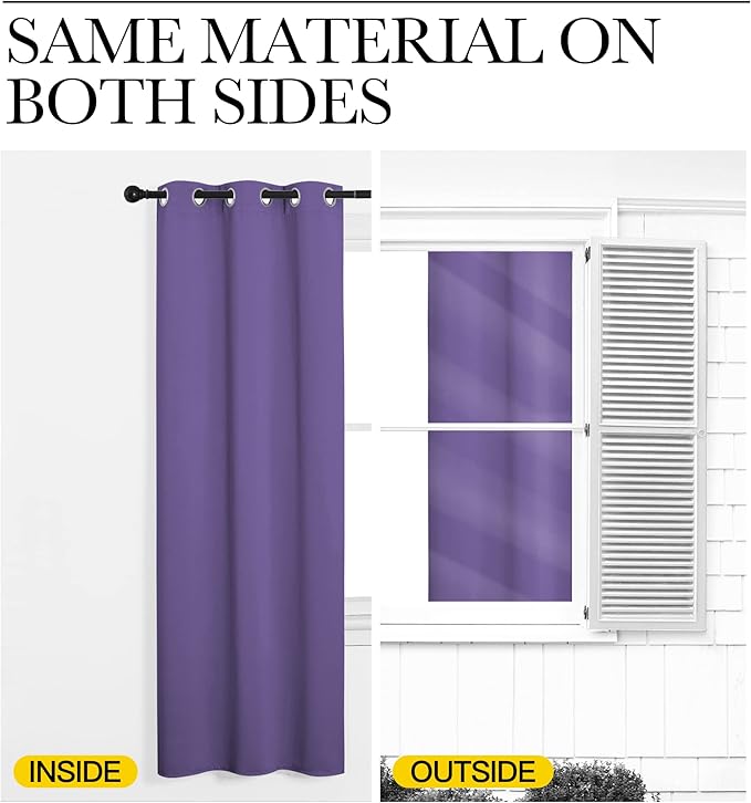 NICETOWN Bedroom Curtain Panels Blackout Draperies, Thermal Insulated Solid Grommet Blackout Curtains/Drapes (Lilac Purple, 1 Pair, 34 by 45-inch)
