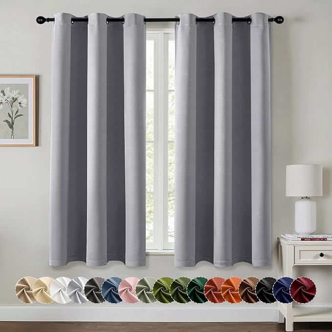 MIULEE Blackout Curtains for Bedroom 2 Panels 40 x 45 Inch Long Light Grey | by MIULEE
