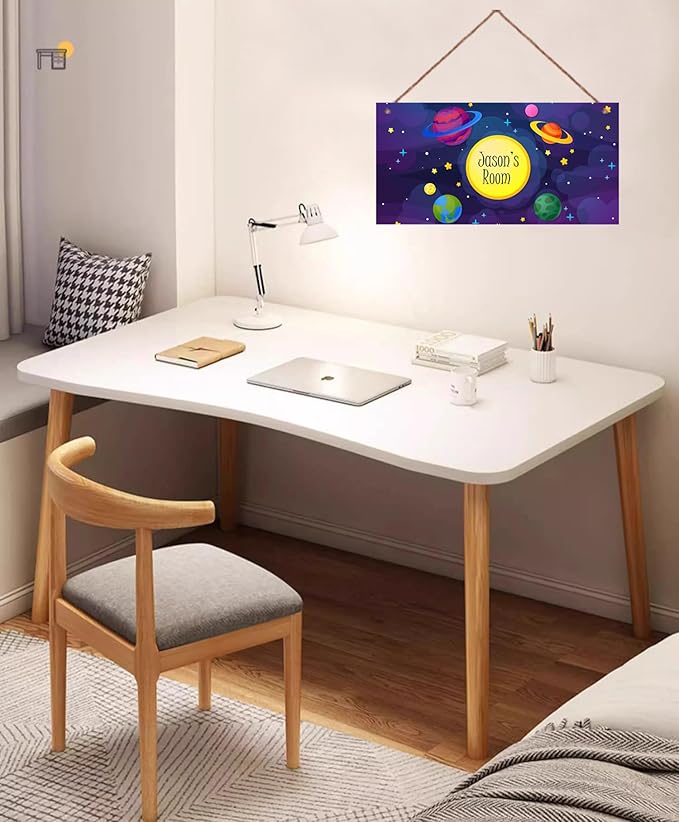 Personalized Sign Outer Space Room Décor Kids Room Decor, Sun Earth Theme Little Man Cave Wall Art Decor for Nursery, Solar System Nursery Door Decor for Toddler Baby Boys Room