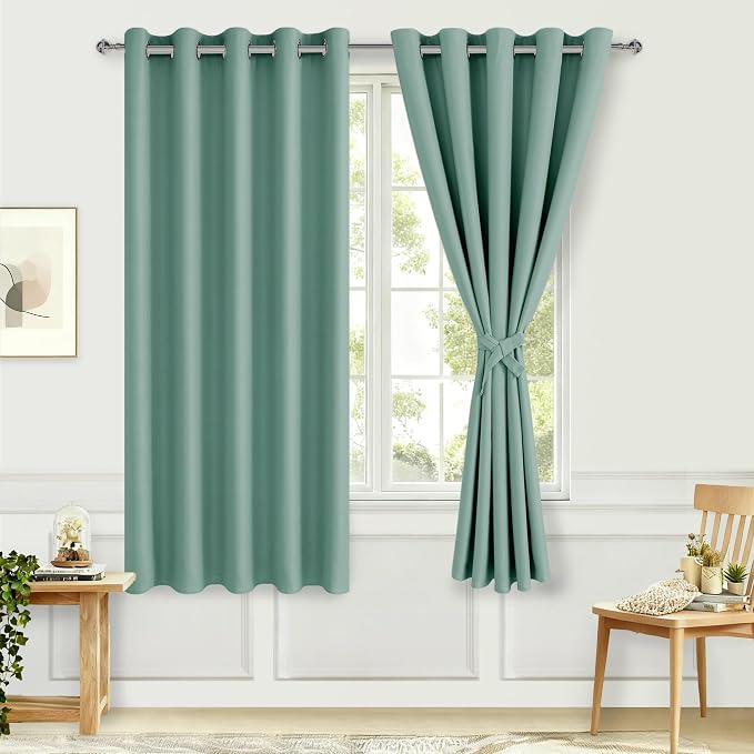 Blackout Curtains for Bedroom, 60 x 63 Inches Length, Sage Green | Thermal by Hiasan