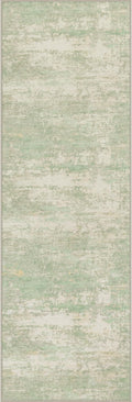 2.6x14 Washable Runner Rug:Modern Abstract Soft Carpet Green Cream | by FXRHLP