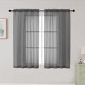 Grey Sheer Curtains for Bedroom Living Room 45 Inch Length 2 Panels, Soft Light by WelvetBLK