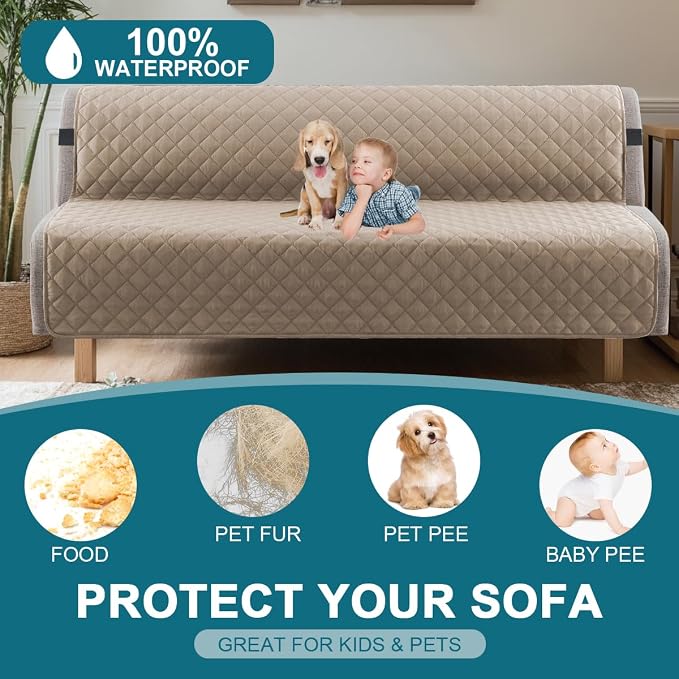 Turquoize 100% Waterproof Futon Cover Futon Slipcover Washable Armless Sofa Bed - Image 2
