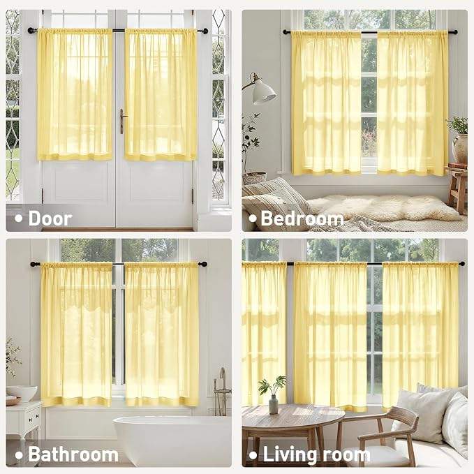 MIULEE Yellow Sheer Curtains 63 Inches Long 4 Panels 42 x 63 Inches | Light - Image 6