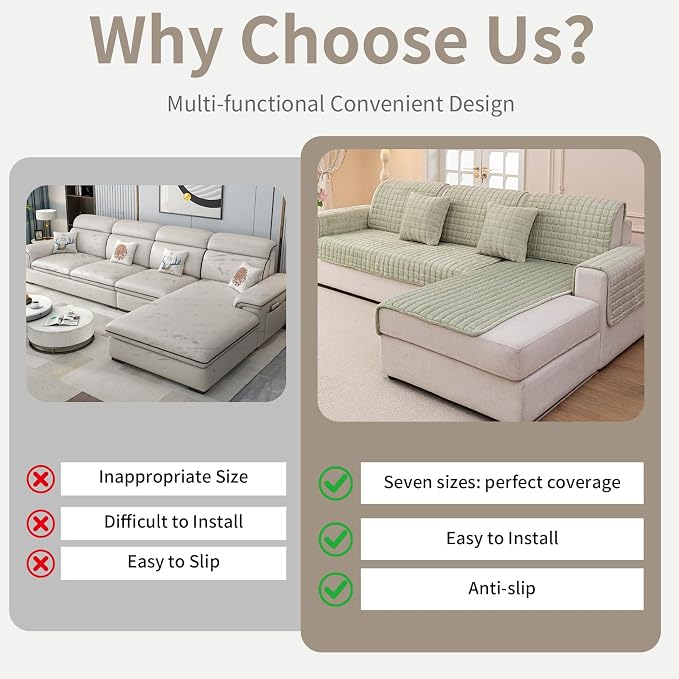 Velvet Couch Cover, Plush Sectional Sofa Cover Washable, Anti Slip Sofa - Image 3