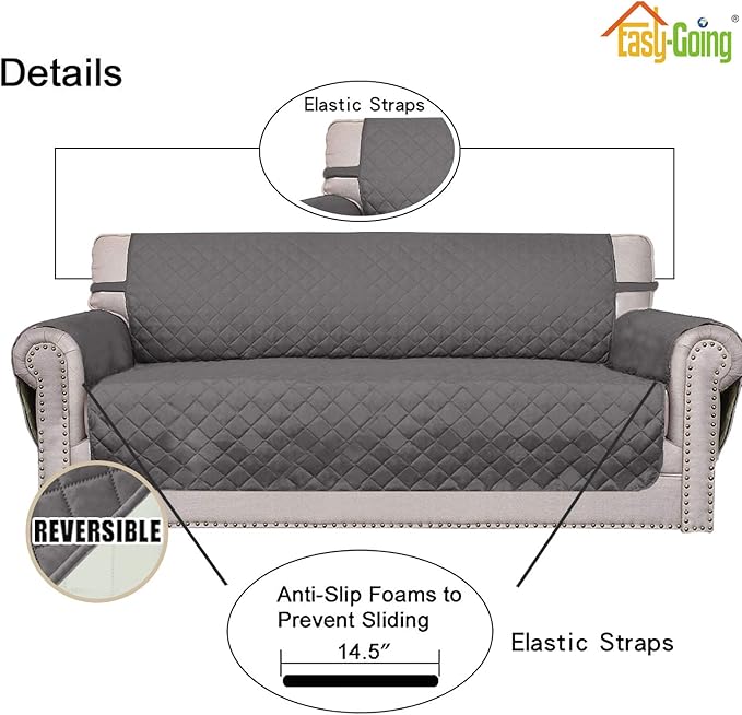 Easy-Going Reversible Couch Cover, 2 Cushion Sofa, Water Resistant Furniture Mat - Image 3