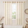 Beige Linen Sheer Curtains for Living Room 78 Inch Length 2 Panels | Faux Linen by LAMIT
