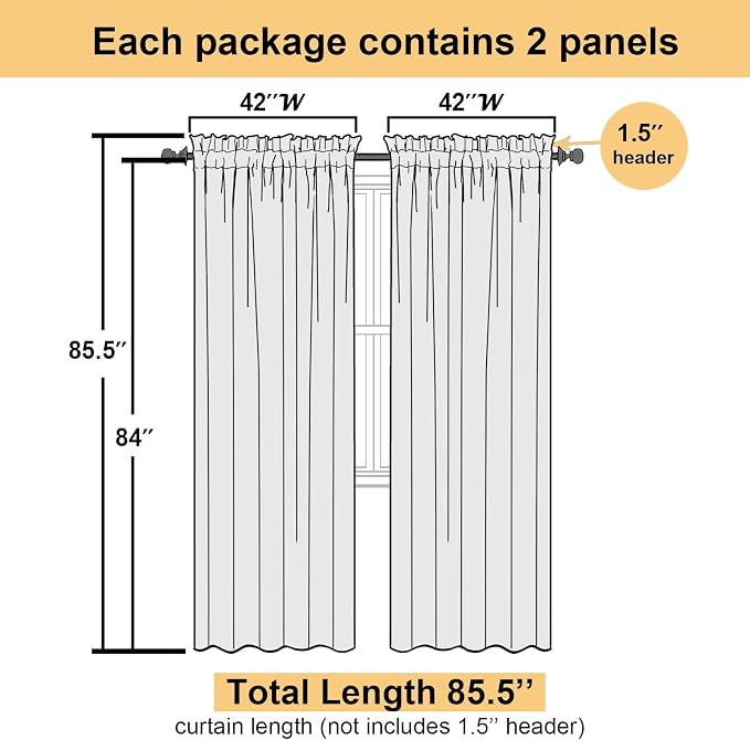Royal Blue Sheer Curtains 84 Inches Long 2 Panels Set, Elegant Rod Pocket - Image 4