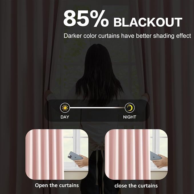 Custom Pleated Curtains Fabric Baby Pink Color, Heat Blocking Window Treatment - Image 3