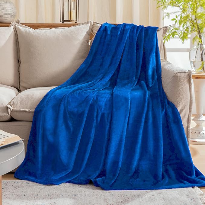 Royal blue Fleece Plush Throw Blanket 108"x90"for Couch Fuzzy Cozy Flannel | - Image 2