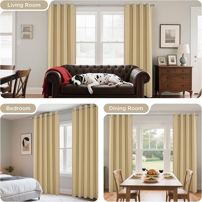 Joydeco Beige Blackout Curtains - Image 6