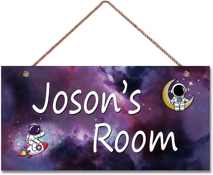 Personalized Signs Astronaut Sign Customized Signs Wall Art Decoration Exquisite Decorative Signs Custom Name Baby Bedroom Kids Room Outer Space Themed Decor For Girls Boys Room
