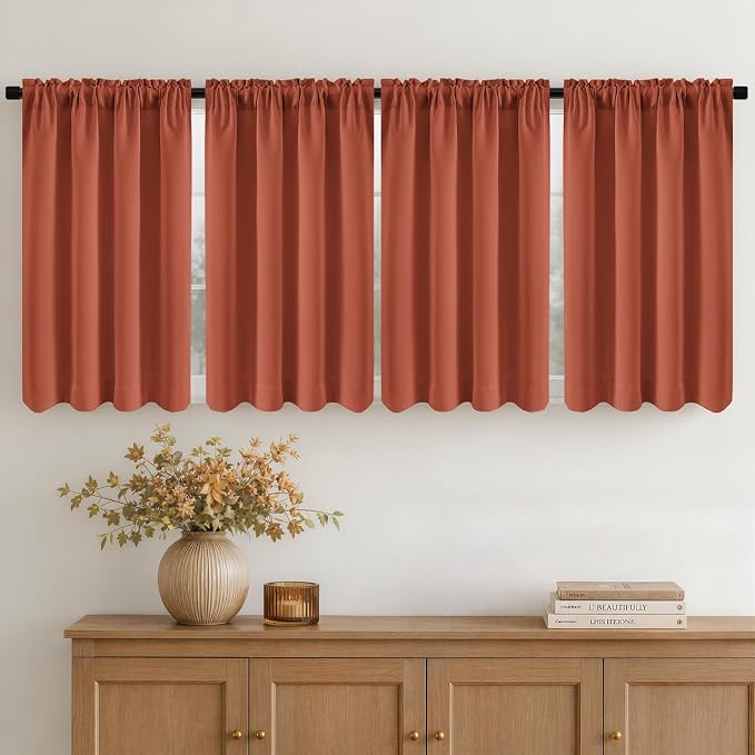 MIULEE Set of 4 Short Bedroom Blackout Curtains 54 Inch Long Burnt Orange | by MIULEE