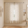 Floral Embroidered Light Filtering Curtains 72 Inch 2 Panels | Linen Blend by Unknown