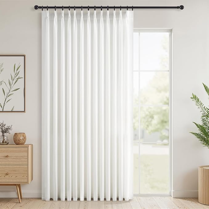 Topfinel 108 Inches Long Pinch Pleated Semi Sheer Curtains by Topfinel