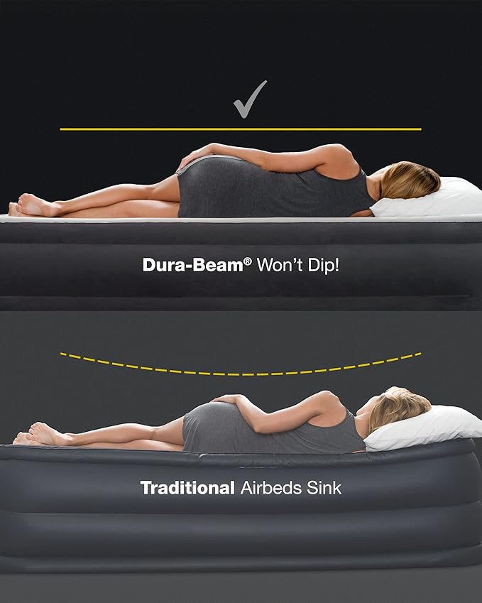 Intex 64157E Dura Beam Plus Mid-Rise Air Mattress: Fiber Tech Twin Size Built in USB Electric Pump 14in Bed Height 300lb Weight Capacity (Pack of 3)