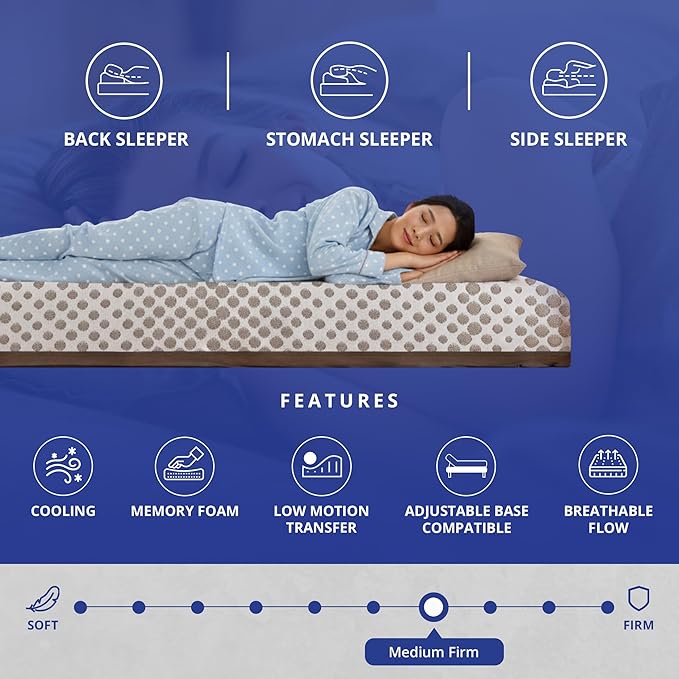 ROOST SLEEP 14-Inch King Mattress with Medium Firm Support, CertiPUR-US Certified, Copper Smart Thermic Cooling Gel Memory Foam for Hot Sleepers, Made in USA