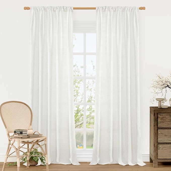Natural Ivory White Linen Curtains by LAMIT