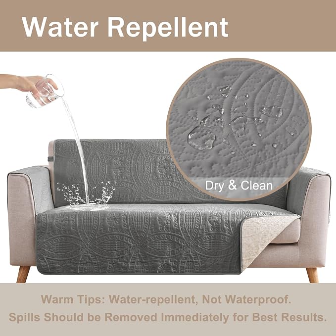 Gray Recliner Chair Covers, Quilted Décor Water-Repellent Medium Lazy Boy Chair - Image 6