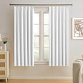 Pleated White Curtains 63 Inches Long, Half Blackout Room Darkening Short by KEQIAOSUOCAI