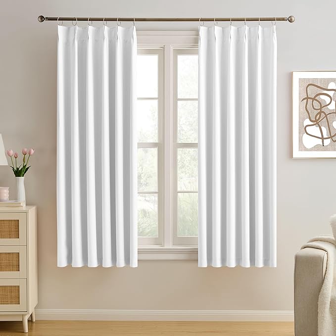 Pleated White Curtains 72 Inches Long by KEQIAOSUOCAI