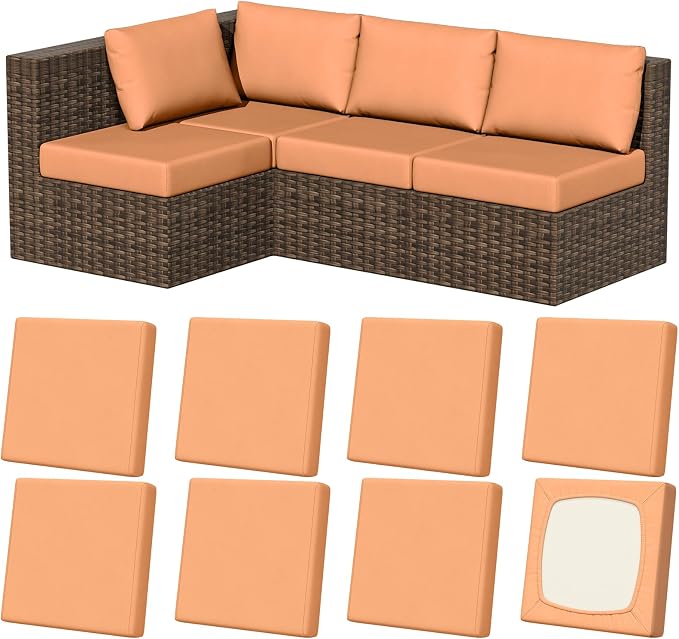 8Pcs Outdoor Cushion Covers, Stretch Patio Furniture Couch Chair Slipcovers | by VORSHAPE