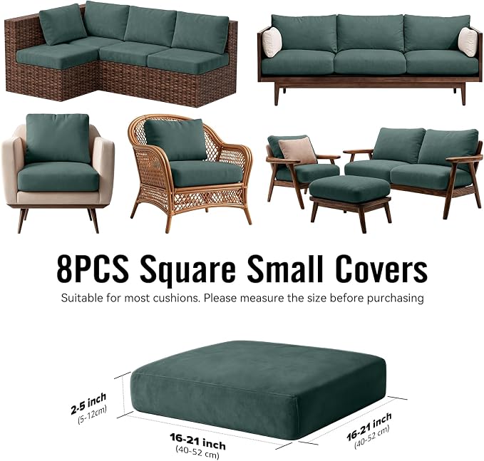 8Pcs Outdoor Cushion Covers, Stretch Patio Furniture Couch Chair Slipcovers | - Image 2