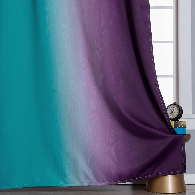 Ombre Teal and Purple Blackout Curtains - Image 6