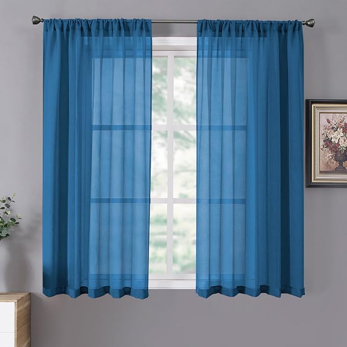 Tollpiz Short Sheer Curtains Living Room Linen Textured Curtain Sheers Light by Tollpiz