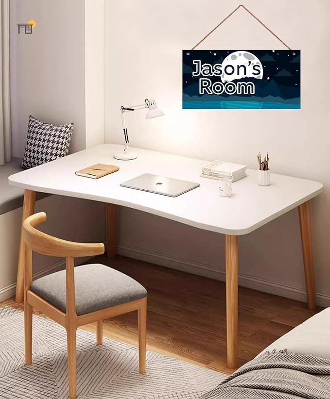 Personalized Starry Sky Sign Funny Moon Themed For Kids Room Boys Bedroom Door Decor,Custom Name Wall Art Decor Decorative Plate for Nursery Little Man Cave