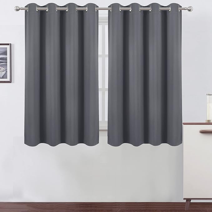 Grey Thermal Blackout Curtains/52 x 54 Inch/Set of 2 Panels Room Darkening by Lemomo