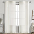 Beige White Linen Curtains 84 Inch Length by Nanspring