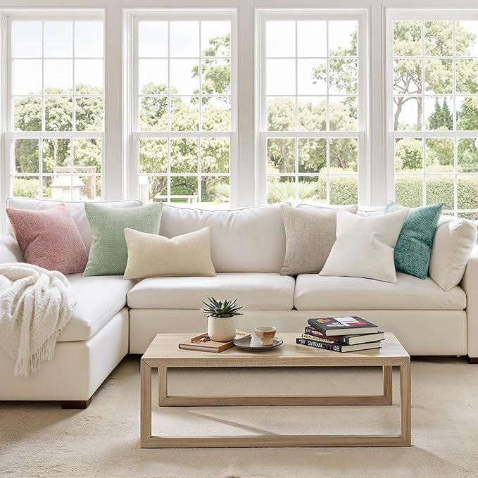 MIULEE Decorative Couch Throw Pillow Covers 18x18 Inch Light Green 2 Pack | - Image 2