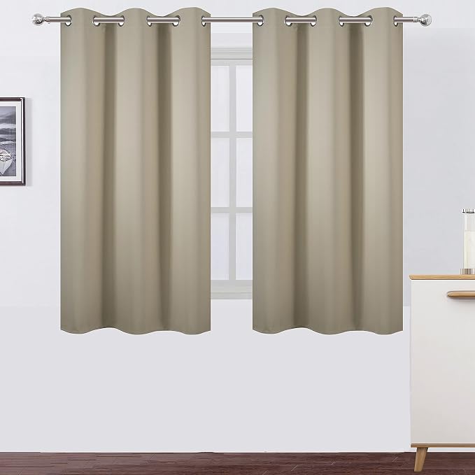 Beige Thermal Blackout Curtains/38 x 54 Inch/Set of 2 Panels Room Darkening by Lemomo