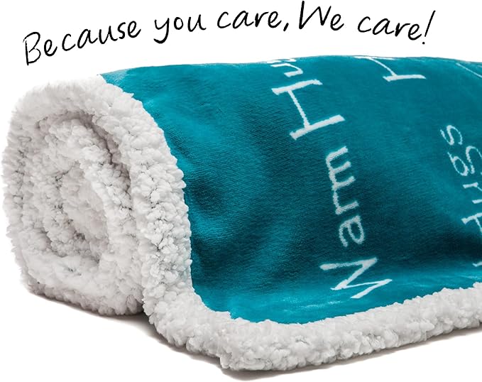 Chanasya Premium Healing Warm Hugs Caring Gift Blanket - for Positive Energy Love Support Comfort Strength - Cancer Chemo Surgery Get Well Gift - Patient Women Men Friend (Twin) Teal