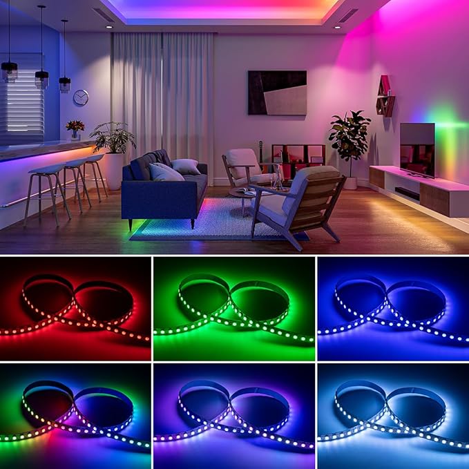 BTF-LIGHTING WS2812B IC RGB 5050SMD Pure Gold Individual Addressable LED Strip 3.28FT 60LED 60Pixel/m Flexible Full Color IP65 DC5V for DIY Chasing Color Project(No Adapter or Controller)