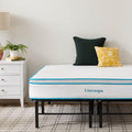 Linenspa 10” Memory Foam and Innerspring Hybrid Mattress + 14” Black Metal Platform Bedframe – Full Mattress + Metal Folding Full Bedframe