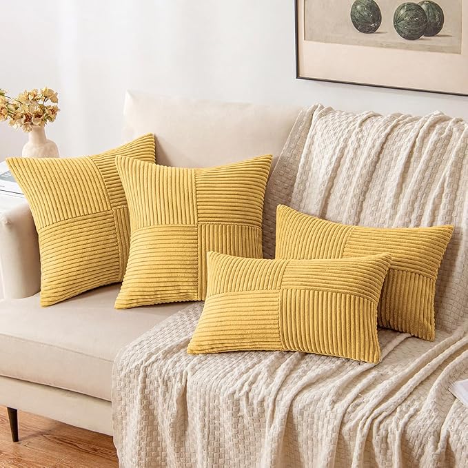 MIULEE Golden Mustard Decorative Throw Pillow Covers - Image 4