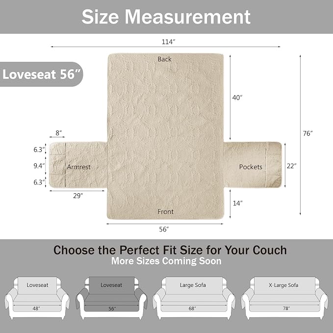 Camel Loveseat Covers 2 Cushion Couch, Water-Repellent Sofa Cover - Image 7