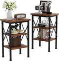 VECELO Modern Nightstands X-Design Side End Table Night Stand with Storage Shelf for Bedroom,Living Room,