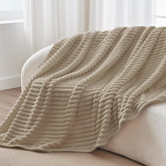 BEDELITE Striped Fleece Throw Blanket, Soft Cozy, Lightweight Warm, Machine - Image 8
