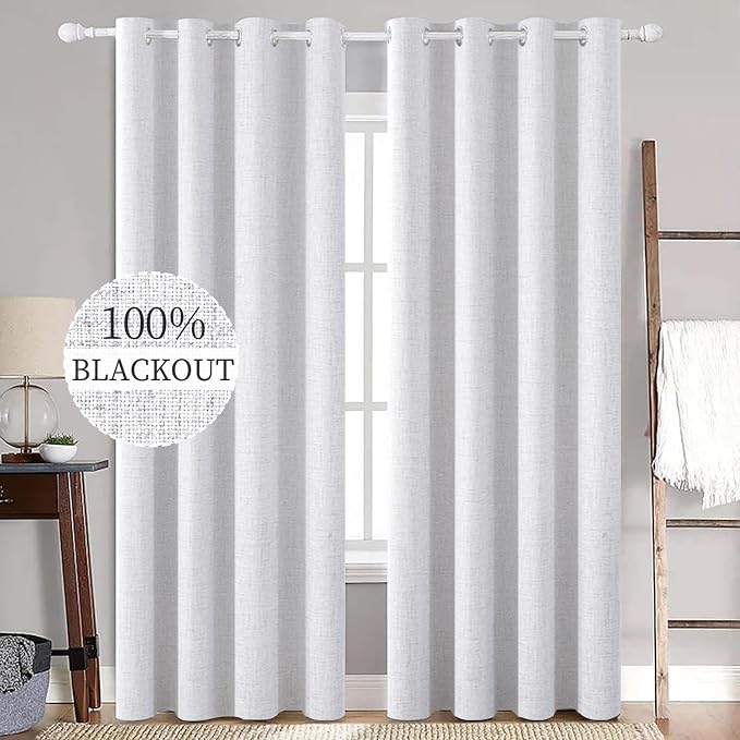 MIULEE 100% Blackout Linen Curtains by MIULEE